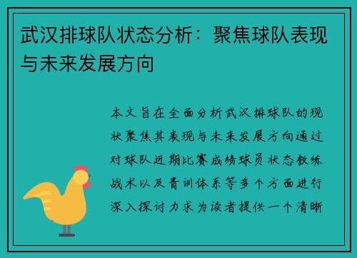 武汉排球队状态分析：聚焦球队表现与未来发展方向